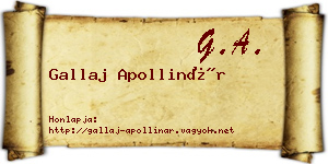 Gallaj Apollinár névjegykártya